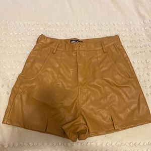 NWT Tan High Waisted Pleather Shorts